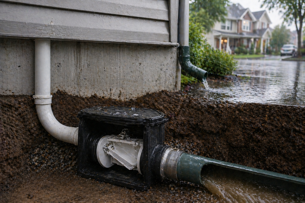 Professional backwater valve installation preventing sewer backups in Toronto home