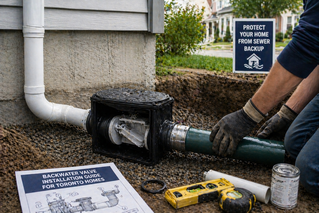 Professional backwater valve installation in Toronto home by North Star Solution