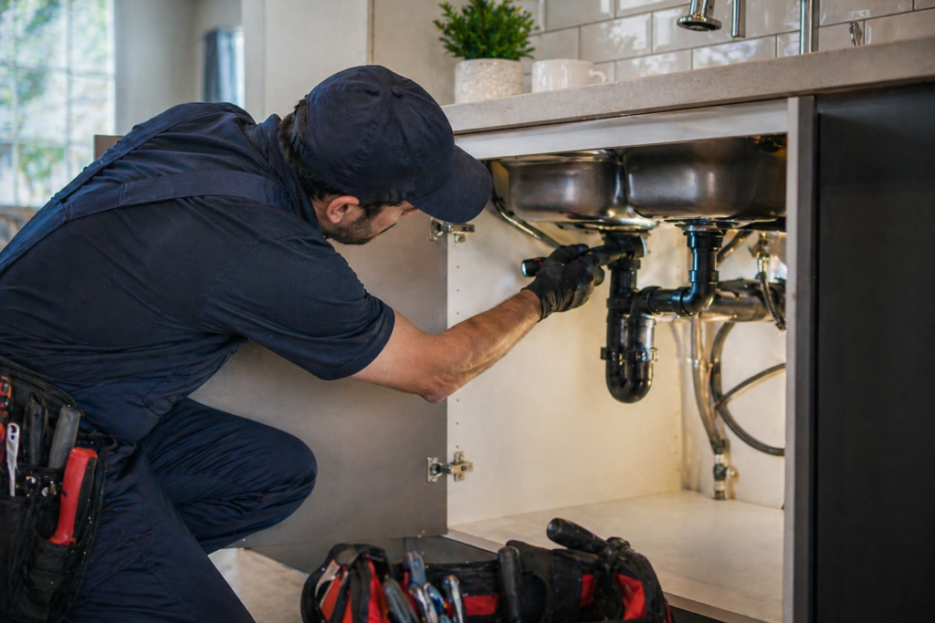 Professional plumber performing Toronto plumbing maintenance in GTA home