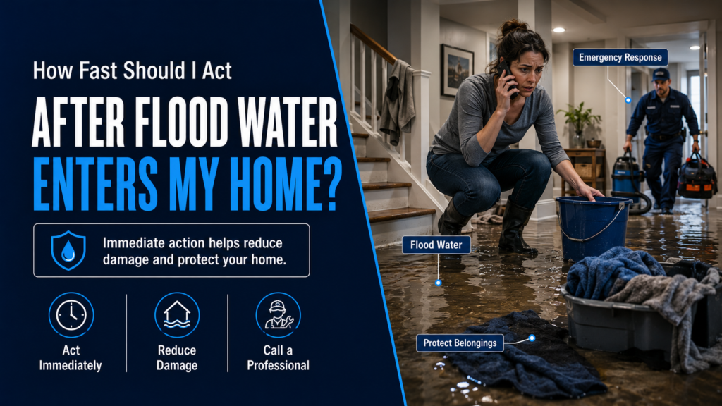 Homeowner assessing flood water damage in a Toronto basement