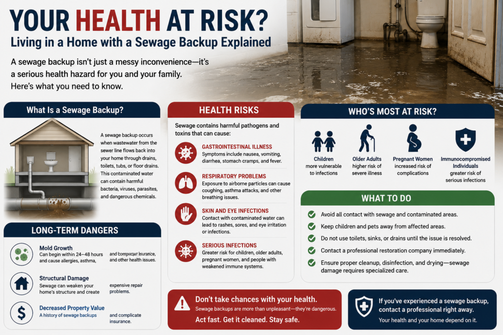Toronto homeowner learning the health risks of a sewage backup in the basement